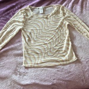 Nude , white and light yellow mesh top Brand: Caution to the wind
